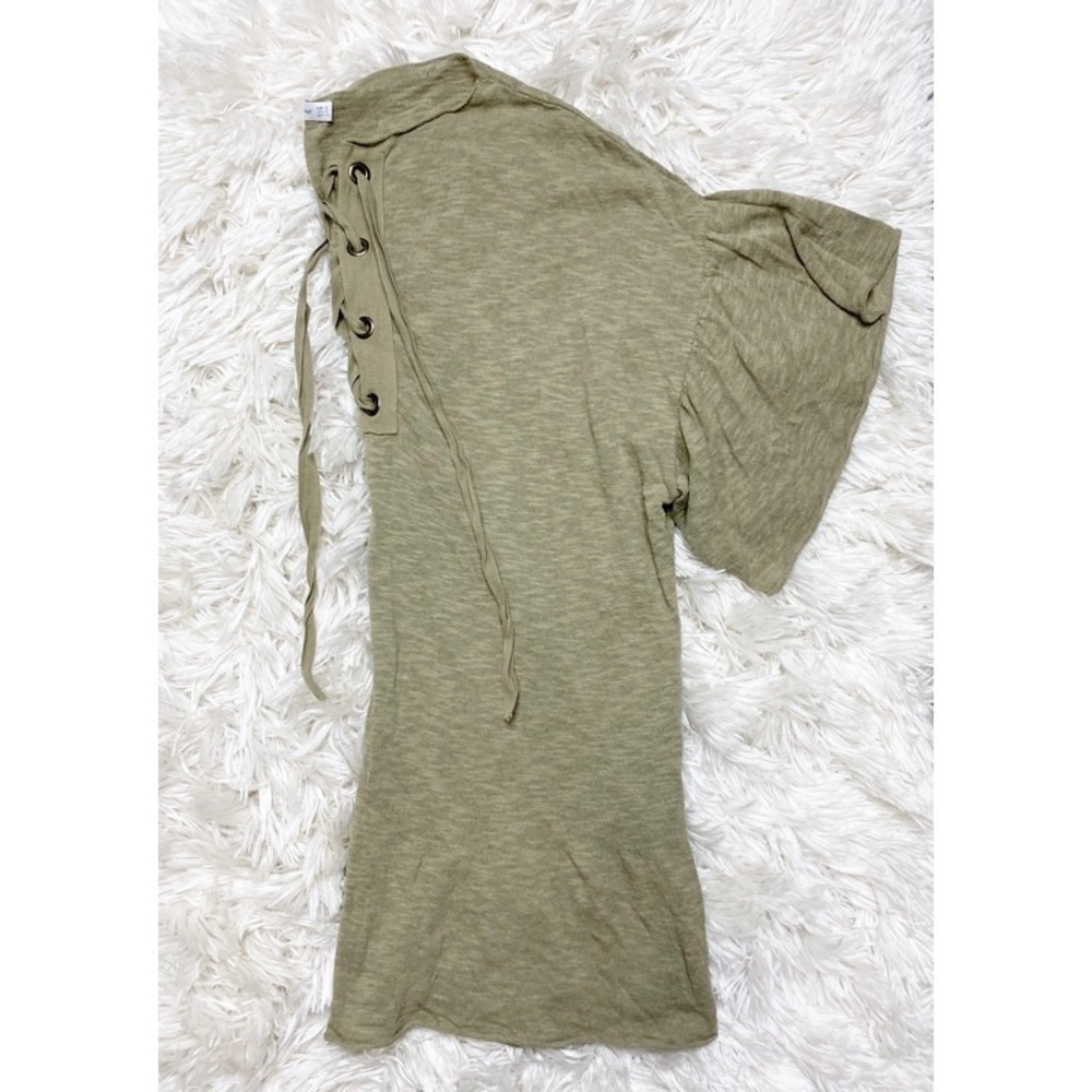 ZARA Oversized Lace Up Ruffle Sleeve Blouse Top